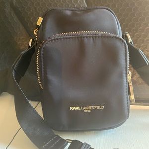 Black nylon crossover bag